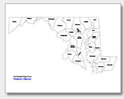printable Maryland county map labeled