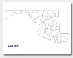 printable Maryland county map unlabeled