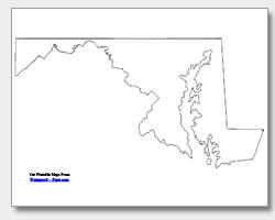 printable Maryland outline map