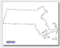 black and white political map of massachusetts