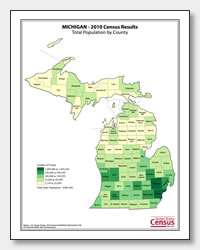 printable Michigan population by county map