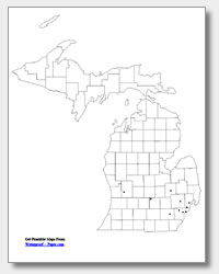 printable Michigan major cities map unlabeled