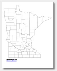 printable Minnesota county map unlabeled