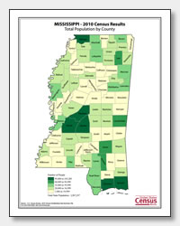 printable Mississippi population by county map
