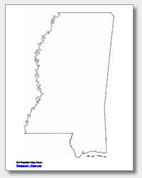 printable Mississippi outline map