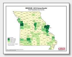 printable Missouri population by county map