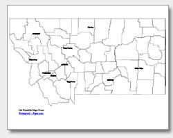 Montana map - Blank outline map, 16 by 20 inches, activities included