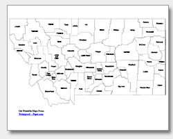 printable Montana county map labeled