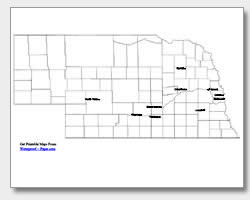 printable Nebraska major cities map labeled