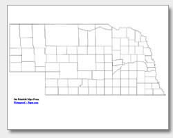 printable Nebraska county map unlabeled