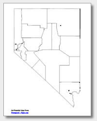 printable Nevada major cities map unlabeled