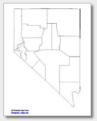 printable Nevada county map unlabeled