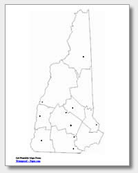 printable New Hampshire major cities map unlabeled