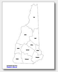 printable New Hampshire county map labeled