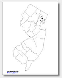 printable New Jersey major cities map unlabeled