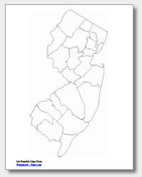 printable New Jersey county map unlabeled