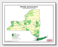 printable New York population by county map