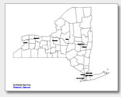 printable New York major cities map labeled