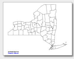 printable New York major cities map unlabeled