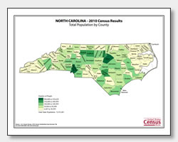 printable North Carolina population by county map