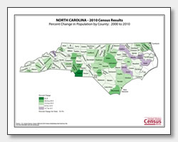 printable North Carolina population change map