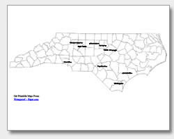 printable North Carolina major cities map labeled