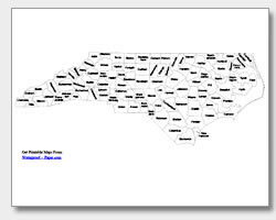 printable North Carolina county map labeled