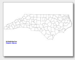 printable North Carolina county map unlabeled