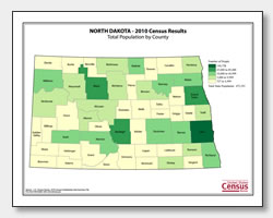 printable North Dakota population by county map