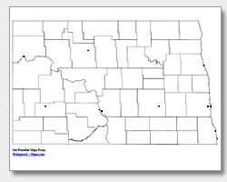 printable North Dakota major cities map unlabeled