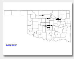 printable Oklahoma major cities map labeled