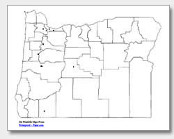 printable Oregon major cities map unlabeled