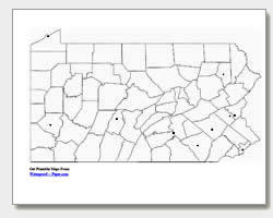 printable Pennsylvania major cities map unlabeled