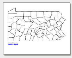 printable Pennsylvania county map unlabeled