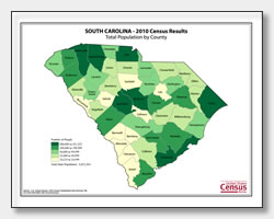 printable South Carolina population by county map