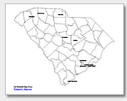 printable South Carolina major cities map labeled