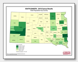 printable South Dakota population by county map