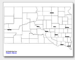 printable South Dakota major cities map labeled