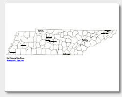 printable Tennessee major cities map labeled