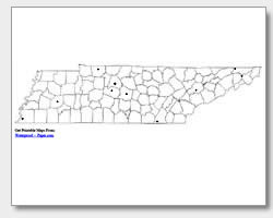 printable Tennessee major cities map unlabeled