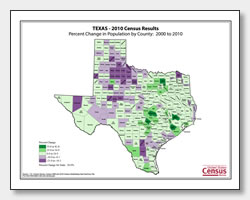 printable Texas population change map