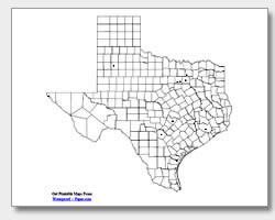 printable Texas major cities map unlabeled