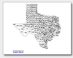 printable Texas county map labeled