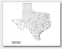 printable Texas county map unlabeled