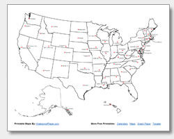 U S Map With State Capitals Geography Worksheet Teachervision