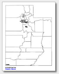 printable Utah major cities map labeled