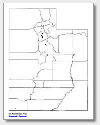 printable Utah major cities map unlabeled