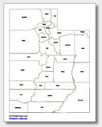 printable Utah county map labeled