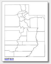 printable Utah county map unlabeled