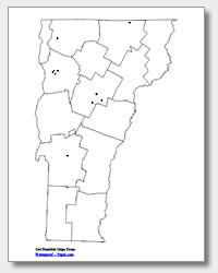 printable Vermont major cities map unlabeled